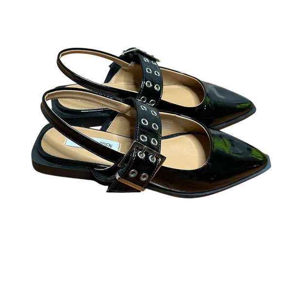Steve Madden Black Womens Karson Slingback Flat‎ with Buckle - Picture 5 of 8